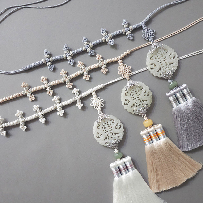 Beige Jade Harmony Tassel Dol Belt