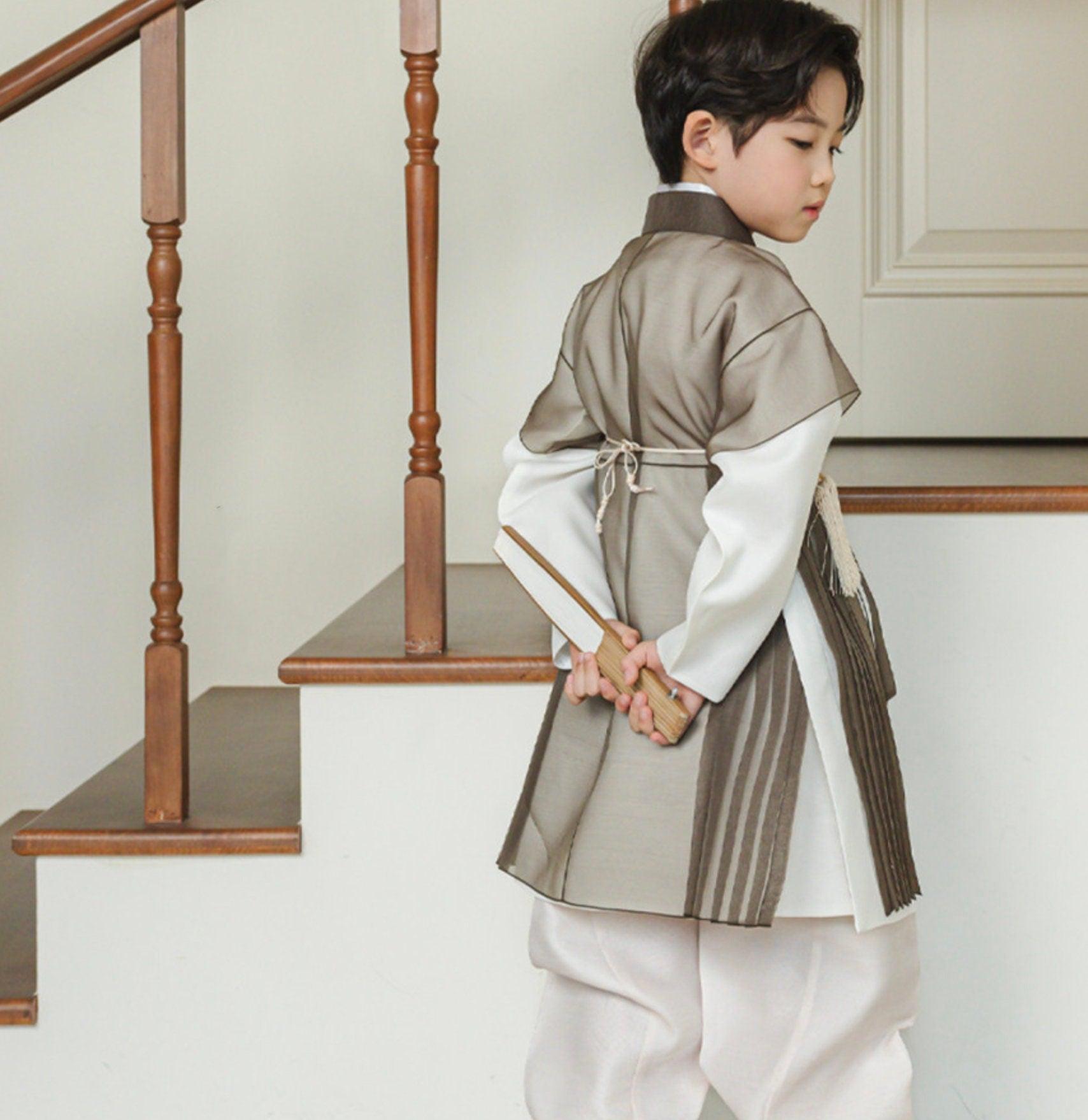3Pcs Eun Brown Chiffon Boy Hanbok (1Y-9YR) - Native Korean