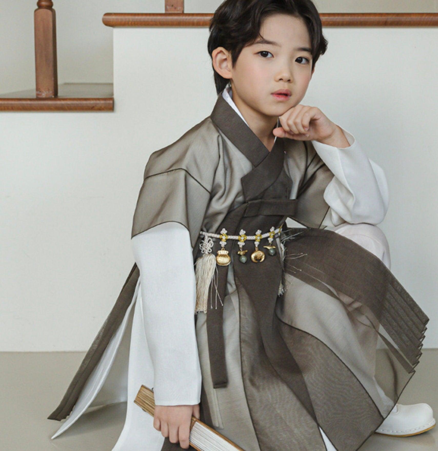 3Pcs Eun Brown Chiffon Boy Hanbok (1Y-9YR) - Native Korean
