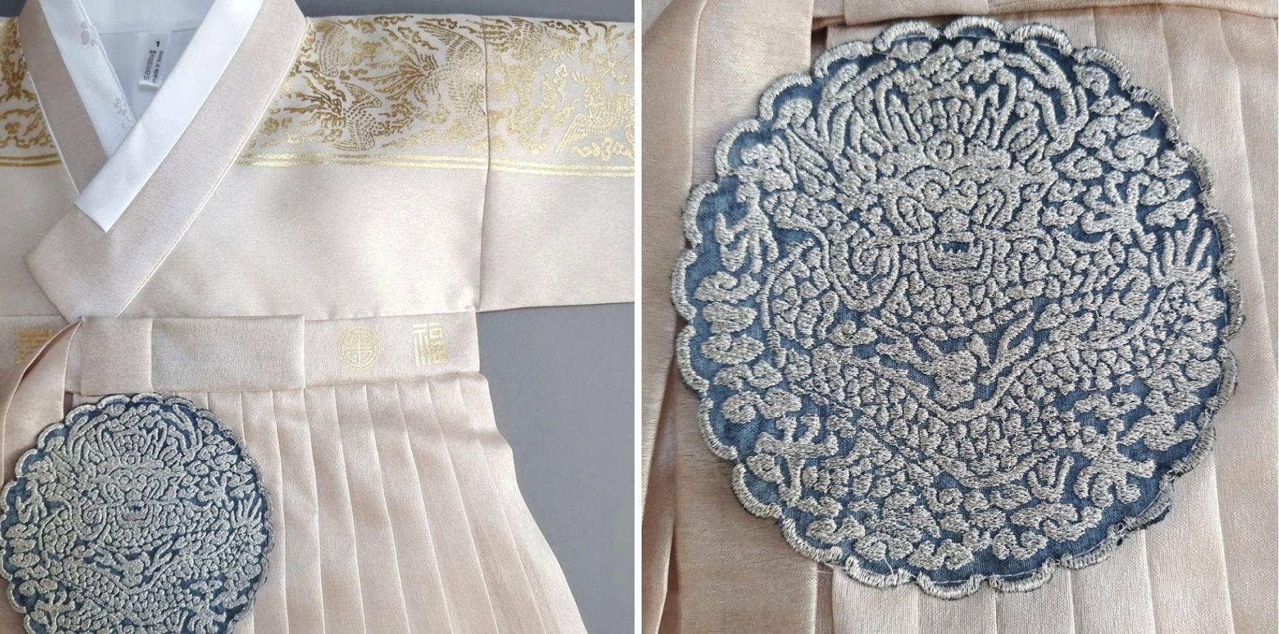 3Pcs Pleated Gold Beige Boy Hanbok (100D-1YR) - Native Korean