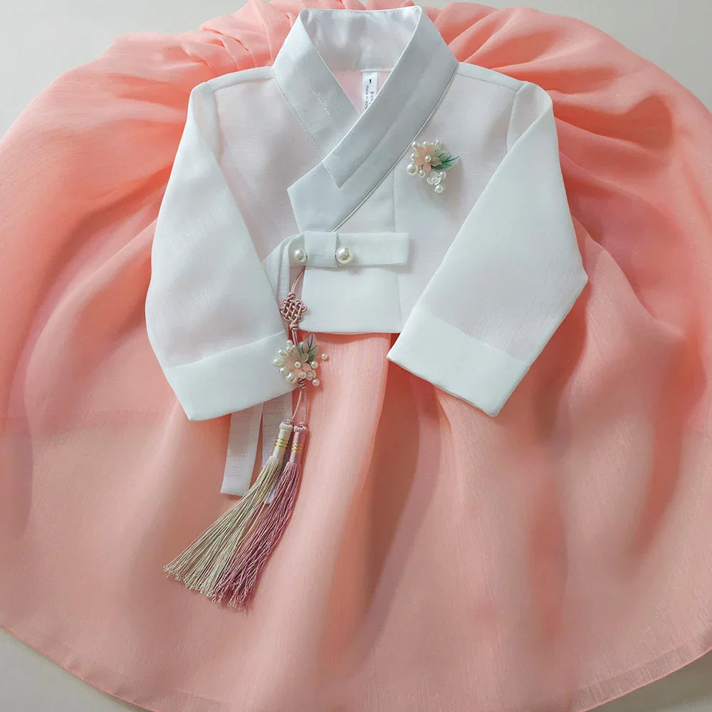 Blossom Coral Girl Hanbok (1-10YR) - Native Korean
