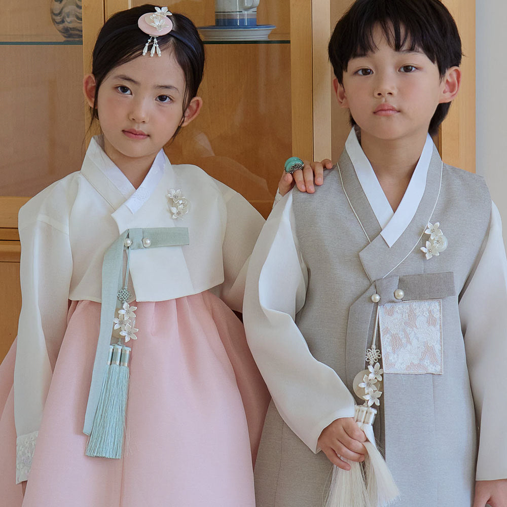 Yusin Khaki Ivory Solid Boy Hanbok (100D-15YR)