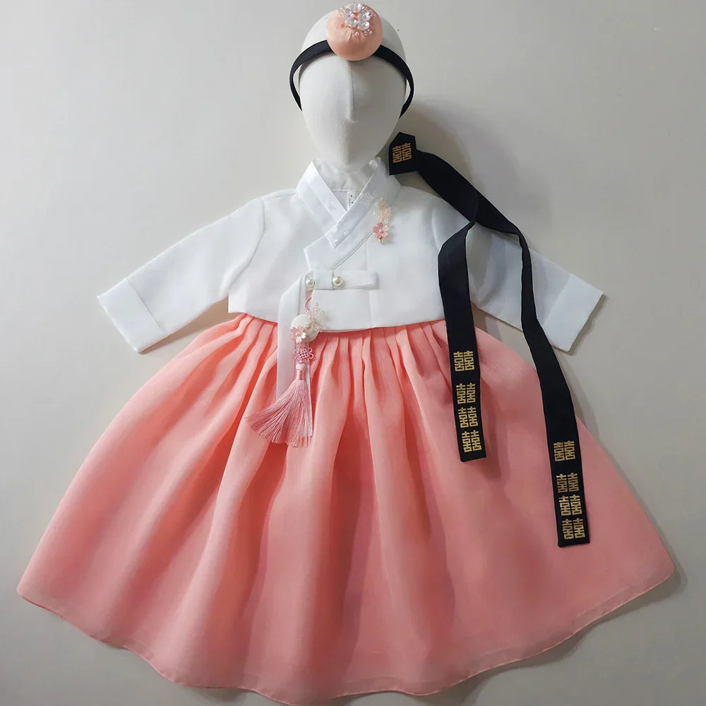 Blossom Coral Girl Hanbok (1-10YR) - Native Korean