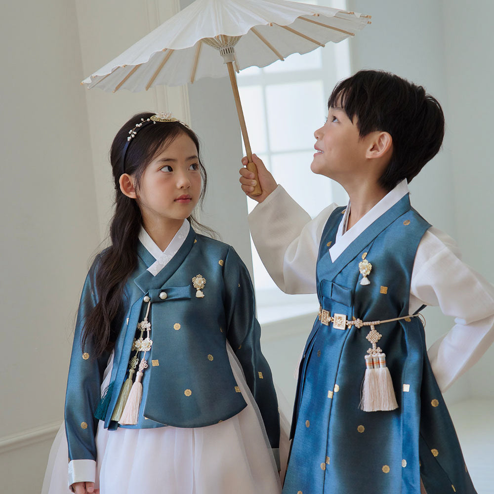 Dohye Flared Teal Girl Hanbok (1-12YR)