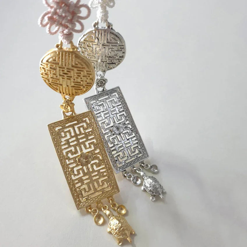 Gold and silver Traditional Metal Pendant Norigae by Native Korean