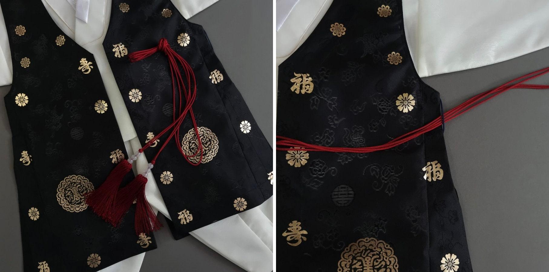 4Pcs Black Gold Boy Hanbok (100D-10YR) - Native Korean