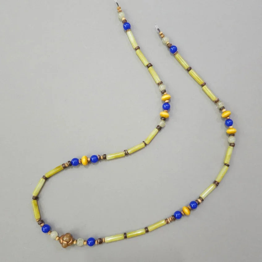 Native Korean Natural Stone Gat String in yellow and blue beads