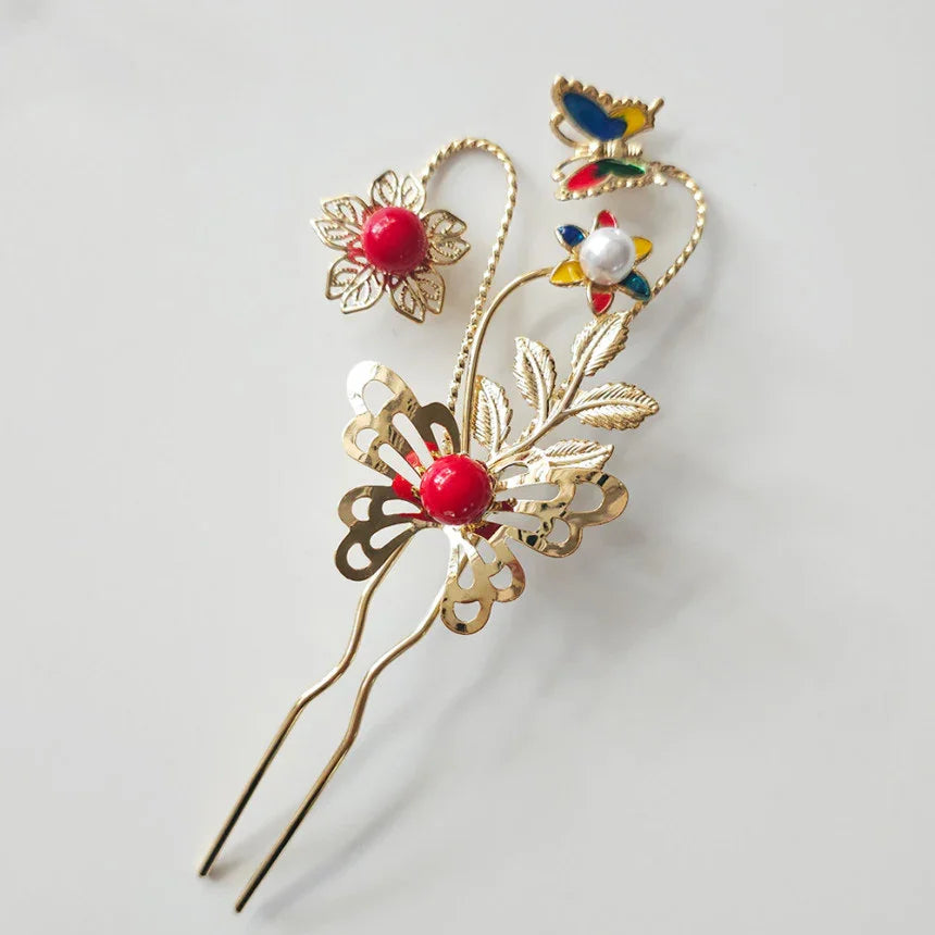 Colorful Butterfly U Shape Hairpin