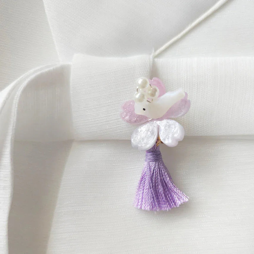 Bird Blossom Brooch - Native Korean