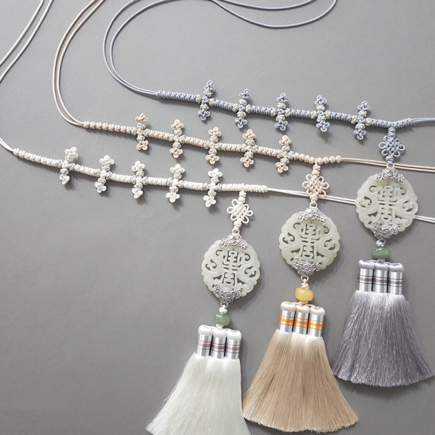 Beige Jade Harmony Tassel Dol Belt