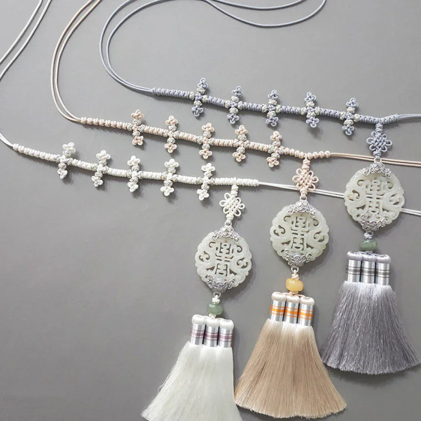 Beige Jade Harmony Tassel Dol Belt - Native Korean