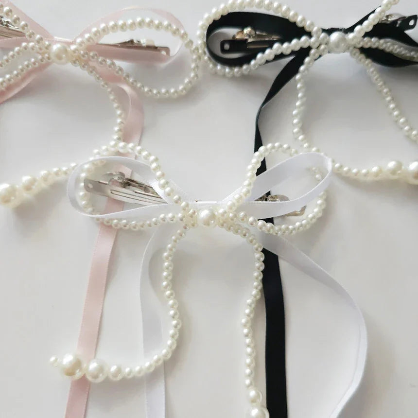 Pearl Grace Bow Hairpin - Native Korean