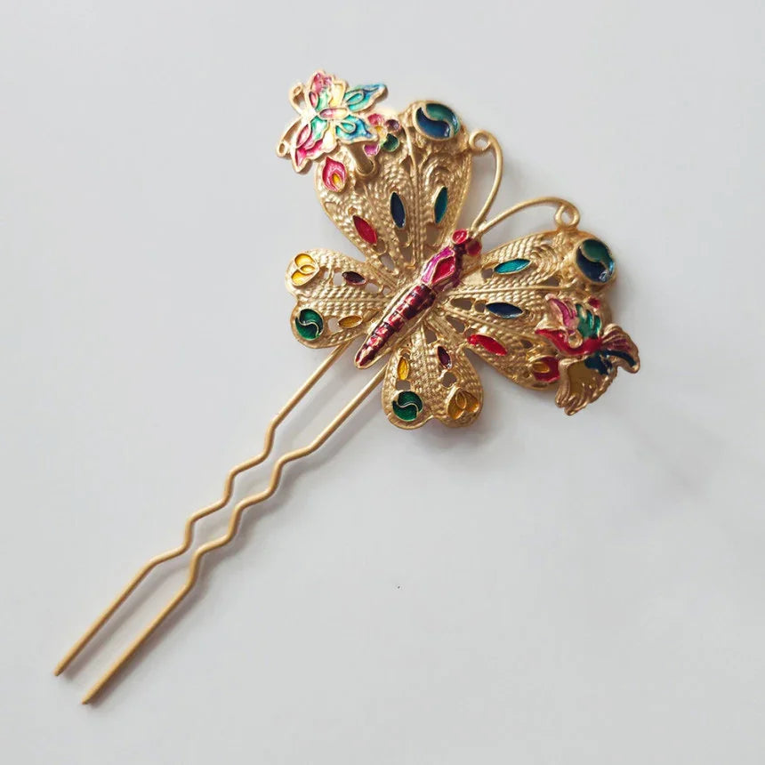 Colorful Butterfly U Shape Hairpin