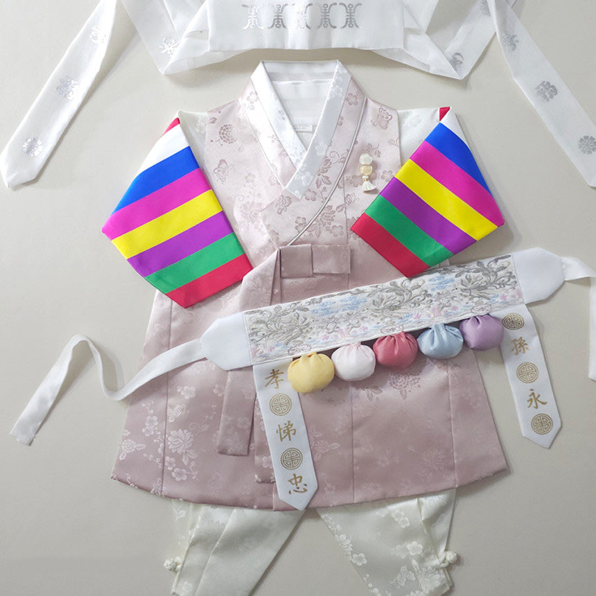 Minjae Saekdong Pink Beige Boy Hanbok (100D-10YR)