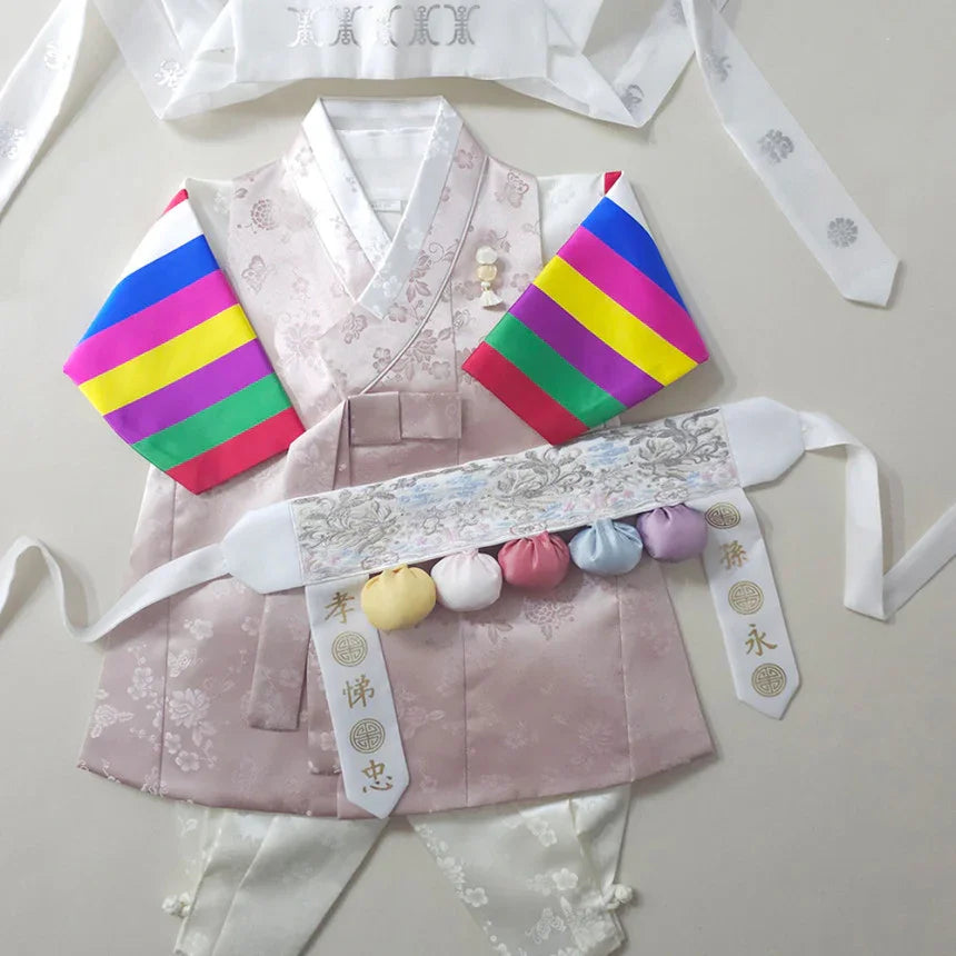 Minjae Saekdong Pink Beige Boy Hanbok (100D-10YR) - Native Korean