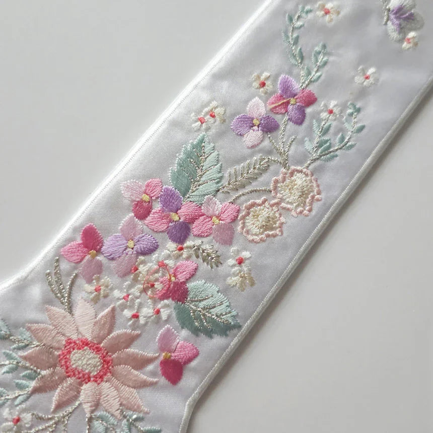 Embroidered Floral Ribbon Norigae - Native Korean