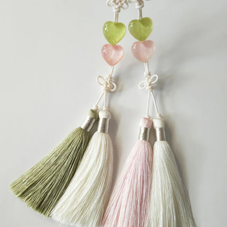 Double Heart Tassel Norigae - Native Korean