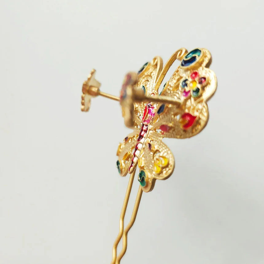 Colorful Butterfly U Shape Hairpin