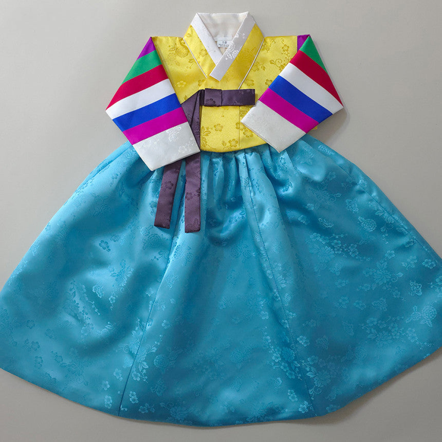 Seunju Saekdong 3 Colors Jeogori - Sky Skirt Girl Hanbok (100D-15YR)