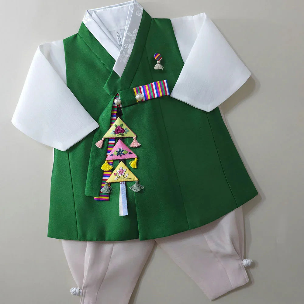 Dongjoon Saekdong Green Boy Hanbok (1-12YR) - Native Korean