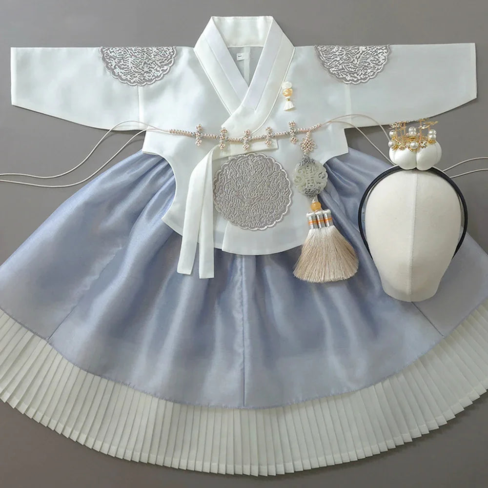Sungbin Pleated Sky Girl Hanbok (100D-10YR) - Native Korean
