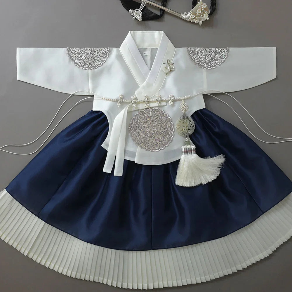 Sungbin Pleated Navy Girl Hanbok (100D-10YR) - Native Korean