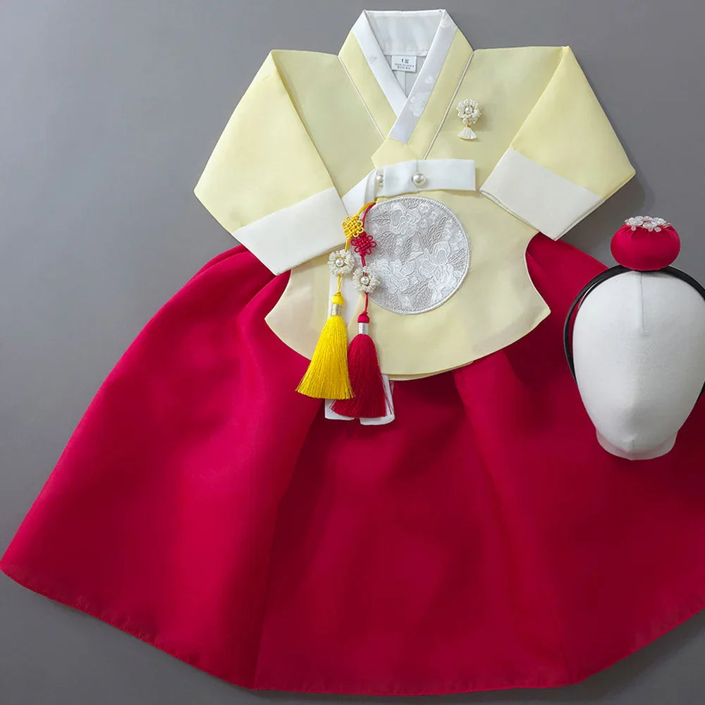 Yujin Yellow Red Girl Hanbok (100D-15YR) - Native Korean