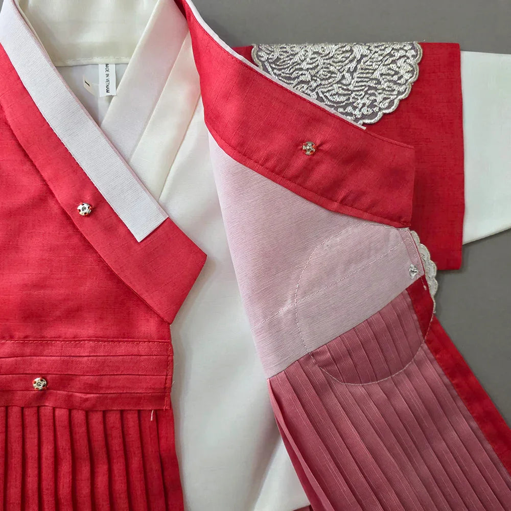Sungkoon Pleated Red Boy Hanbok (100D-10YR) - Native Korean