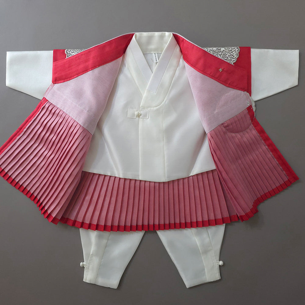 Sungkoon Pleated Red Boy Hanbok (100D-10YR)