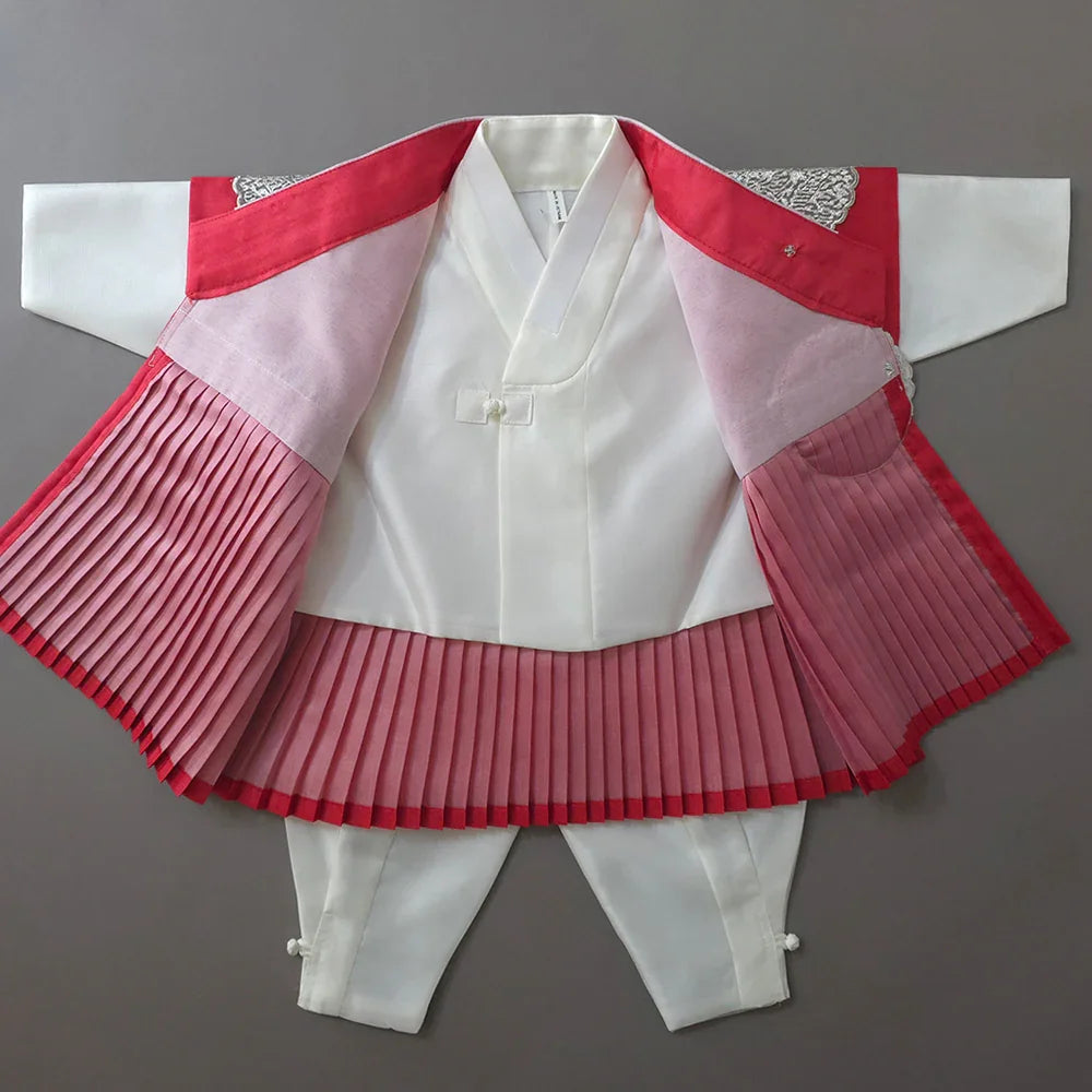 Sungkoon Pleated Red Boy Hanbok (100D-10YR) - Native Korean