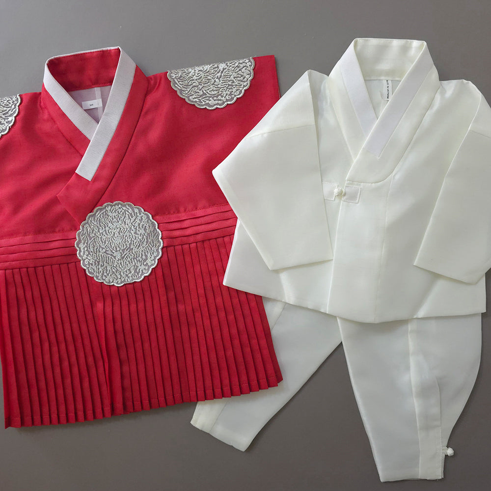 Sungkoon Pleated Red Boy Hanbok (100D-10YR)