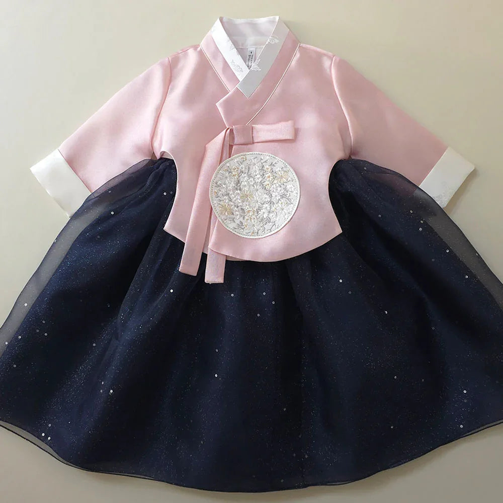 Pearl Navy Girl Hanbok (1-12YR) - Native Korean