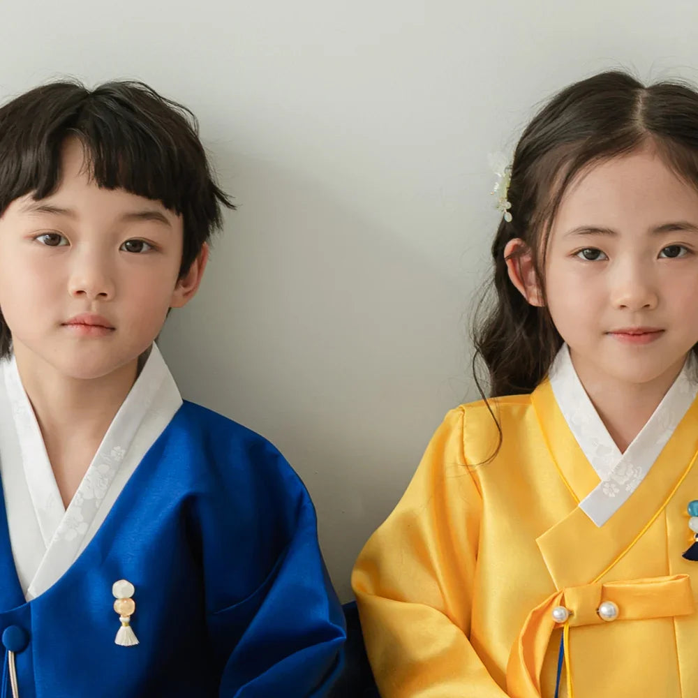 Dongwha Yellow Blue Girl Hanbok (1-12YR) - Native Korean