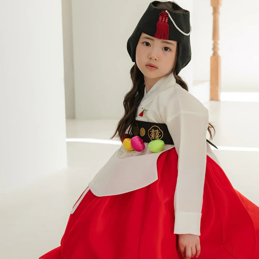 Yujin White Dangui Red Girl Hanbok (100D-15YR)