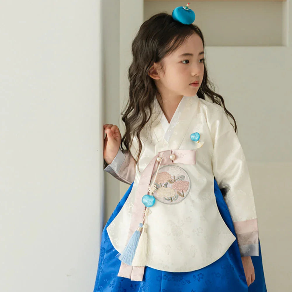 Yunjae Dangui Blue Skirt Girl Hanbok (100D-15YR) - Native Korean