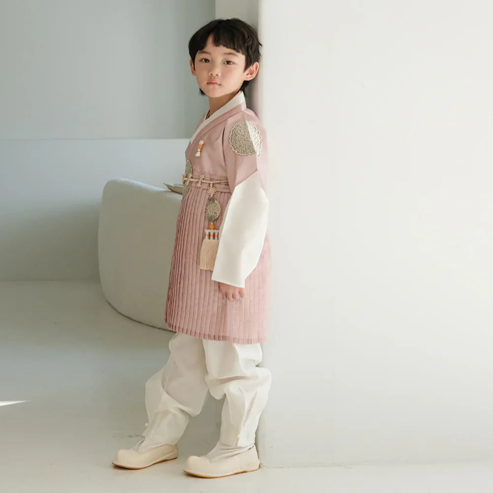 Sungkoon Pleated Pink Boy Hanbok (100D-10YR) - Native Korean