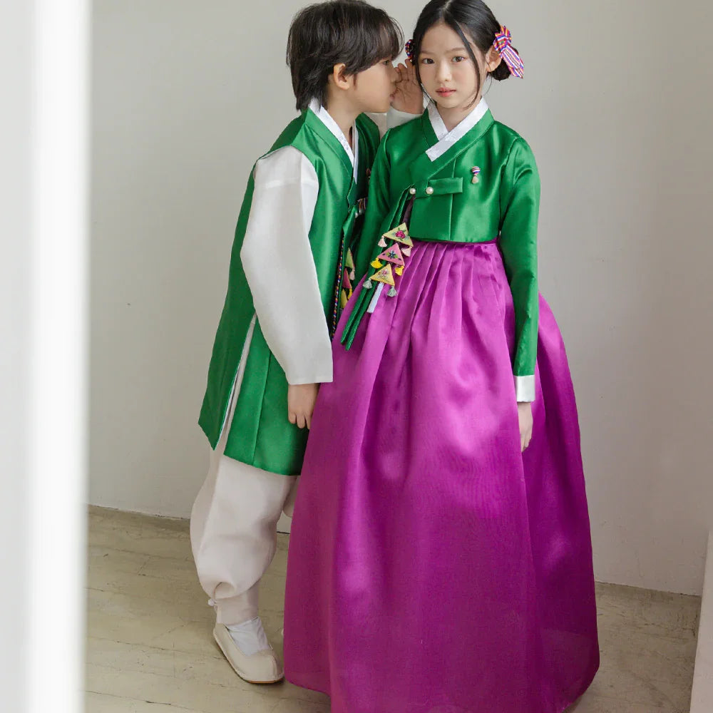 Dongwha Green Purple Girl Hanbok (1-12YR)