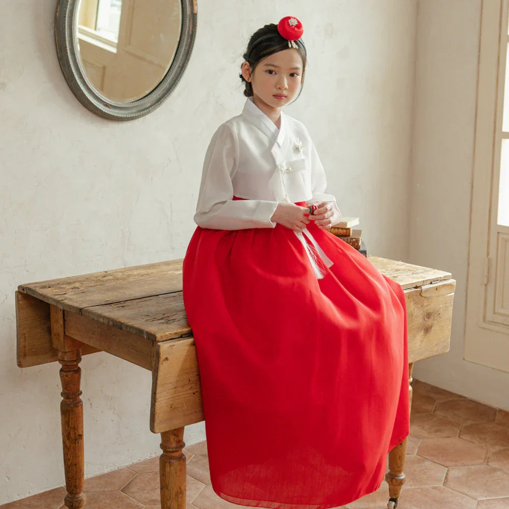 Blossom Red Girl Hanbok (1-10YR) - Native Korean