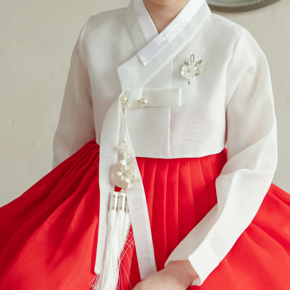 Blossom Red Girl Hanbok (1-10YR) - Native Korean