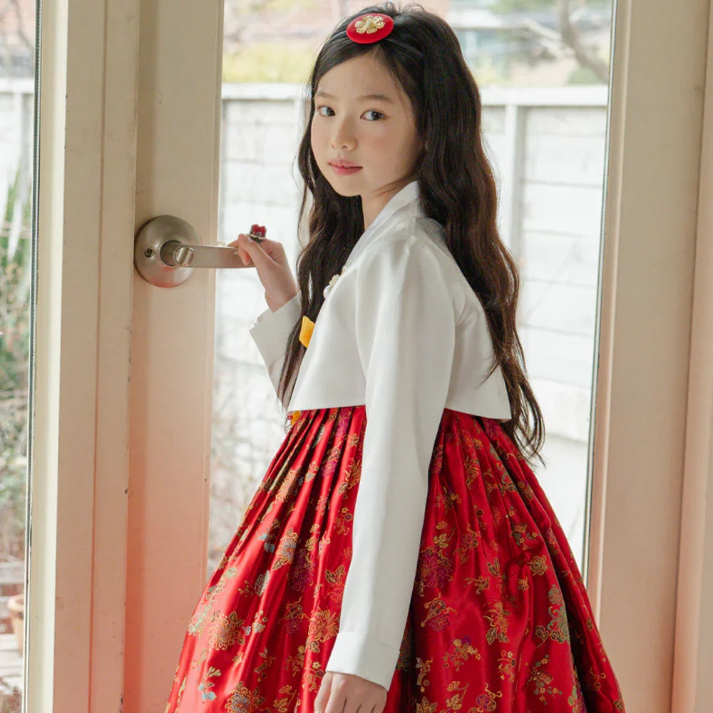 Hae Red Girl Hanbok (1-12YR) - Native Korean