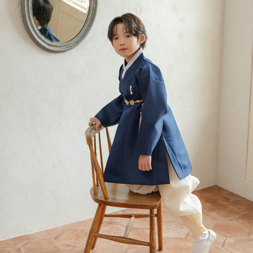 Jeongjin Navy Beige Boy Hanbok (100D-10YR)