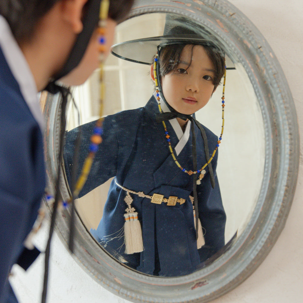 Jeongjin Navy Beige Boy Hanbok (100D-10YR)
