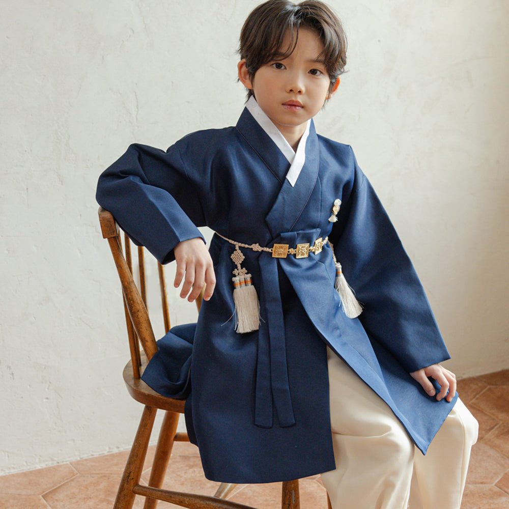 Jeongjin Navy Beige Boy Hanbok (100D-10YR)