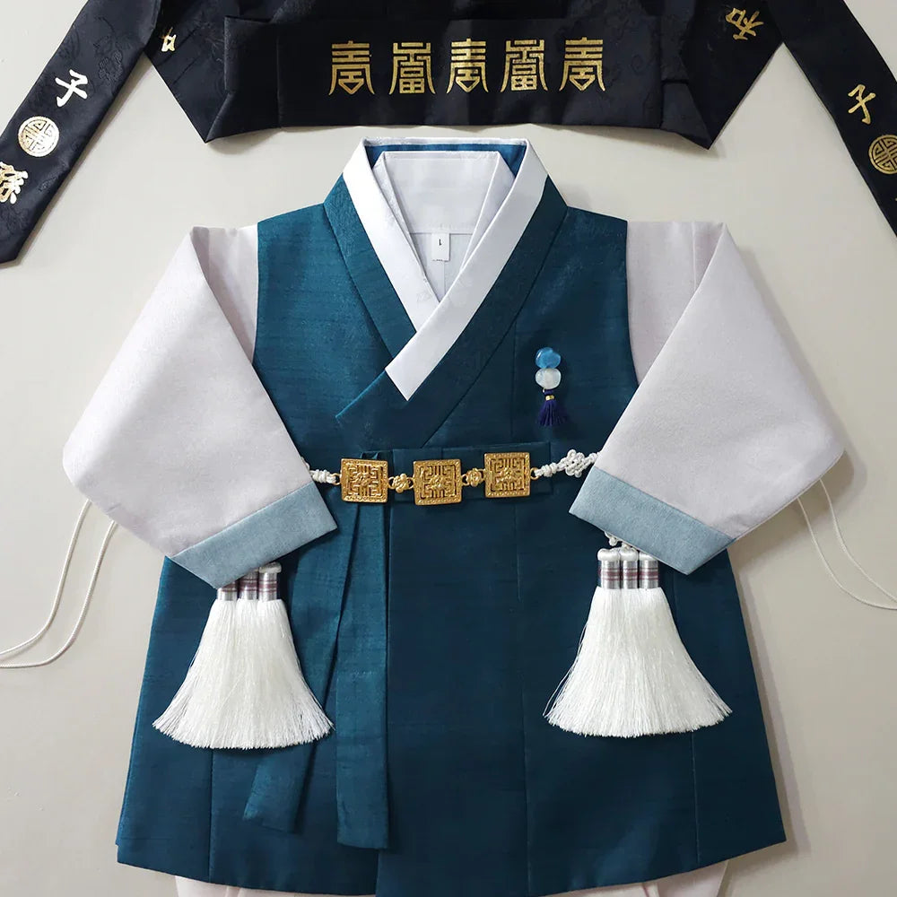 Jooheon Teal Boy Hanbok (1-12YR) - Native Korean