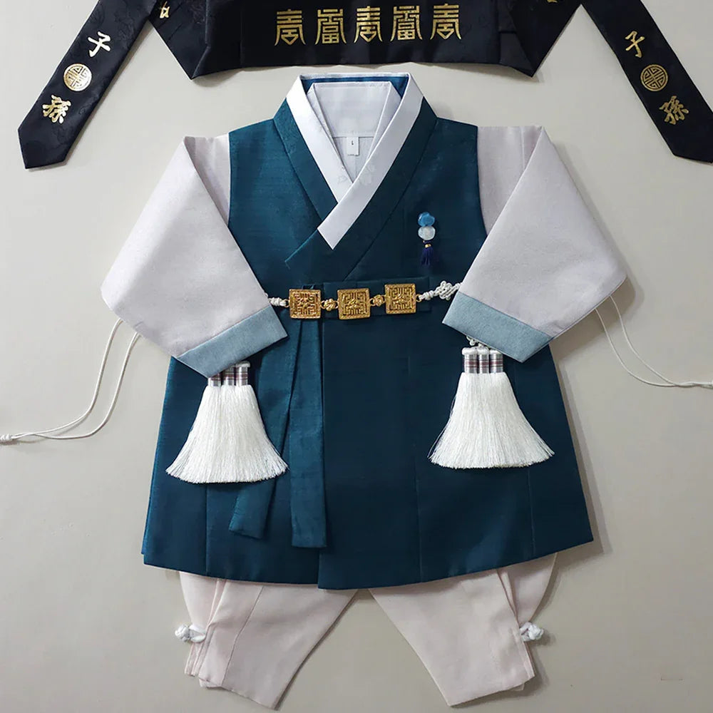 Jooheon Teal Boy Hanbok (1-12YR) - Native Korean