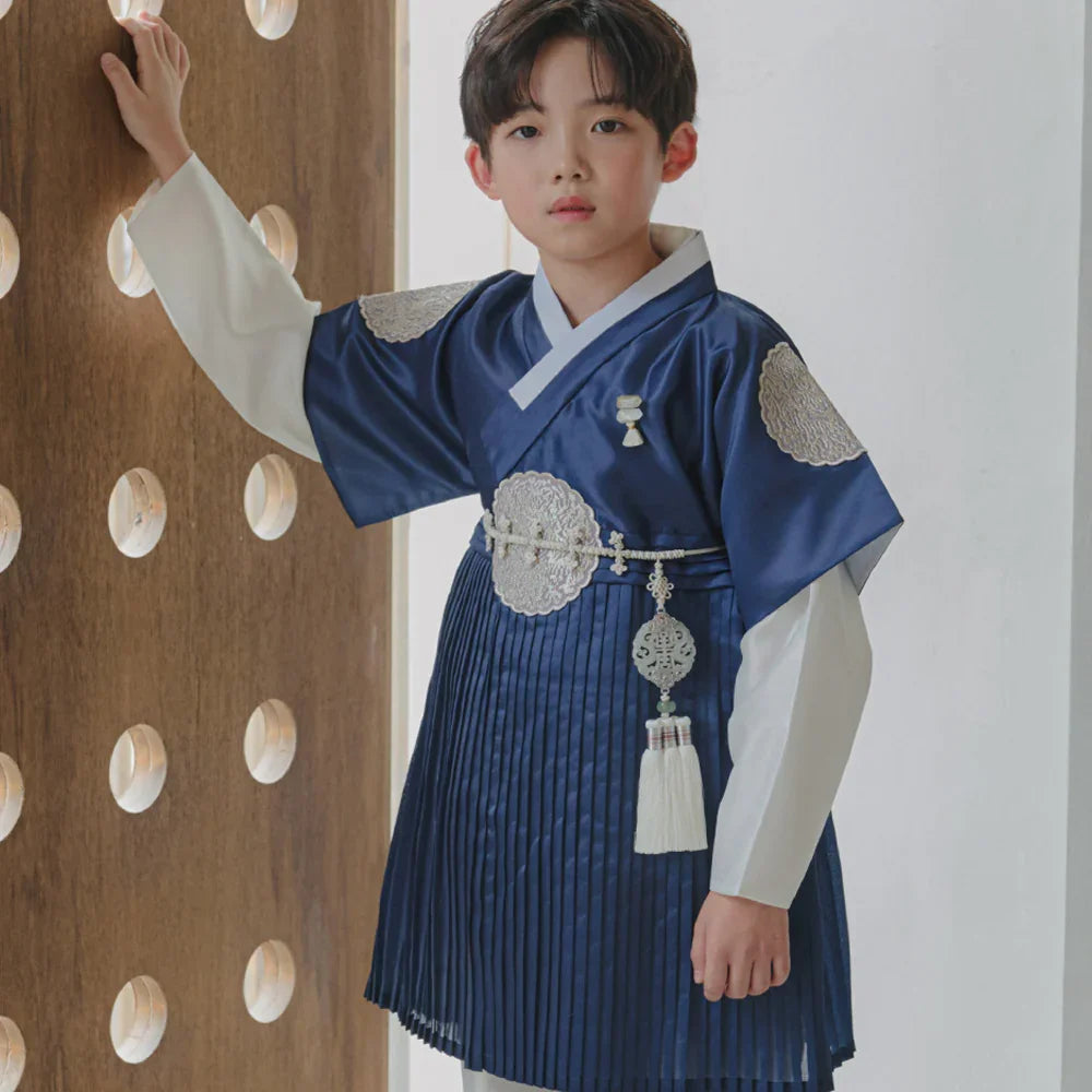 Sungkoon Pleated Navy Boy Hanbok (100D-10YR) - Native Korean