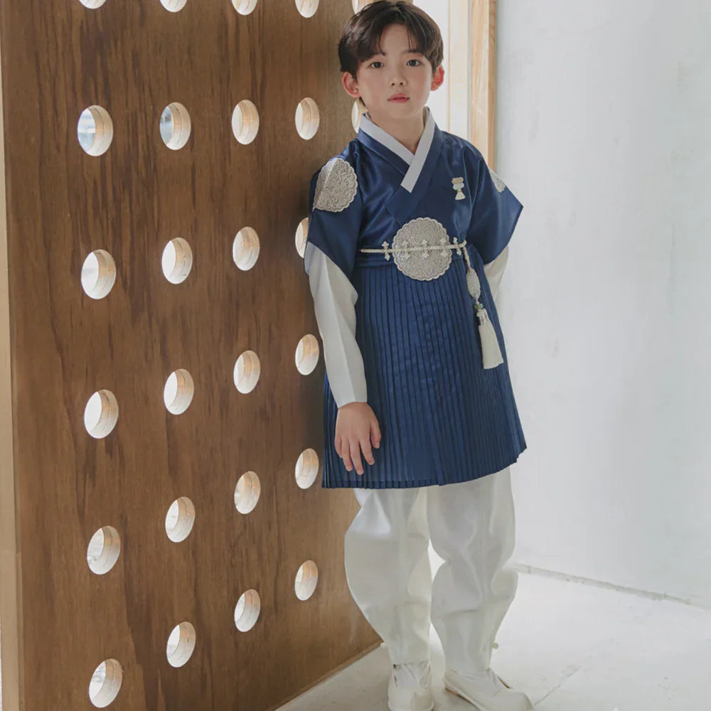 Sungkoon Pleated Navy Boy Hanbok (100D-10YR) - Native Korean
