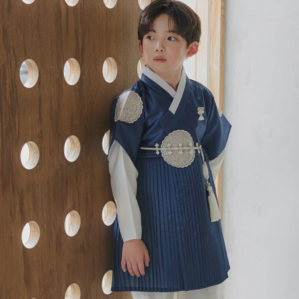 Sungkoon Pleated Navy Boy Hanbok (100D-10YR) - Native Korean