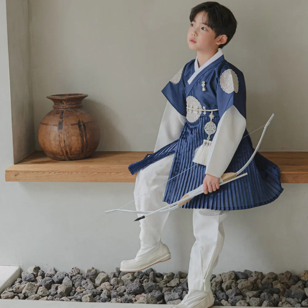 Sungkoon Pleated Navy Boy Hanbok (100D-10YR) - Native Korean