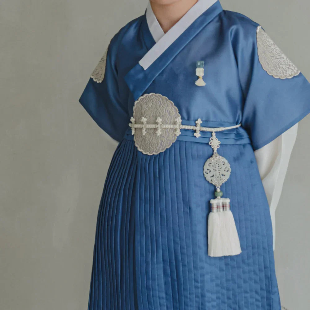 Sungkoon Pleated Blue Boy Hanbok (100D-10YR) - Native Korean